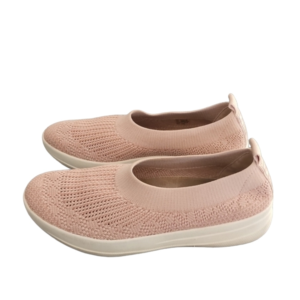 FITFLOP Ballerina Pink Slip On Sneakers 37 6 Blush Knit Woven Plantar Fasciitis - Picture 6 of 15